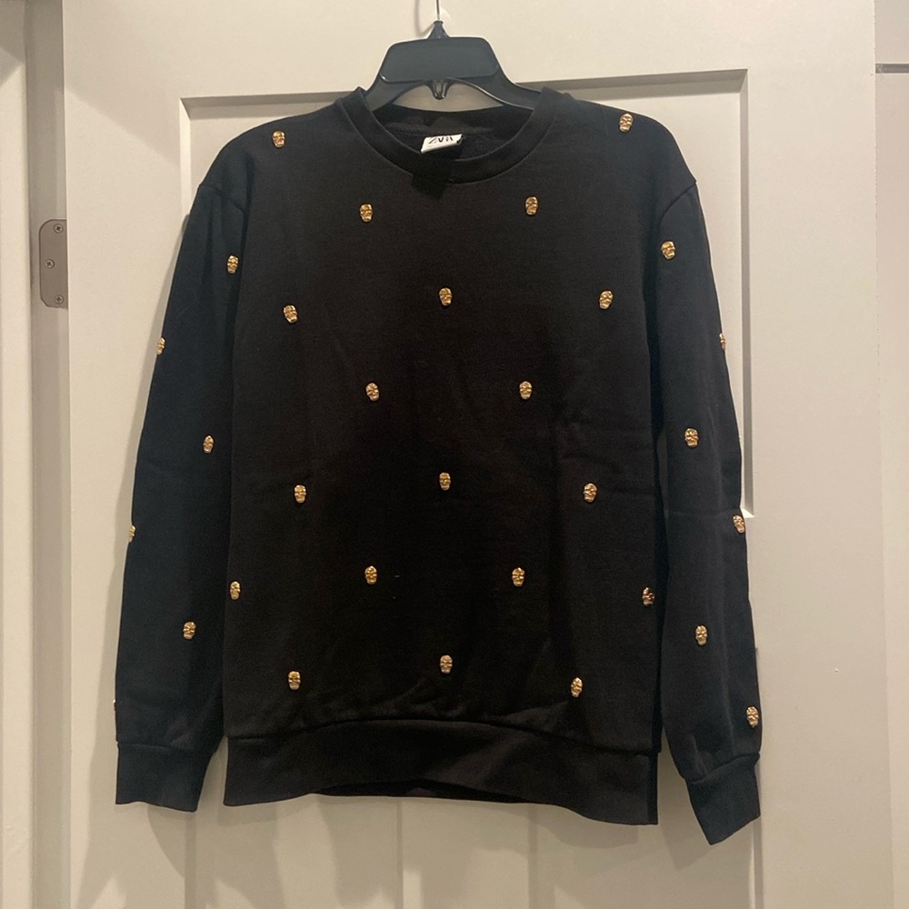 Zara Black Sweatshirt with Gold Accents